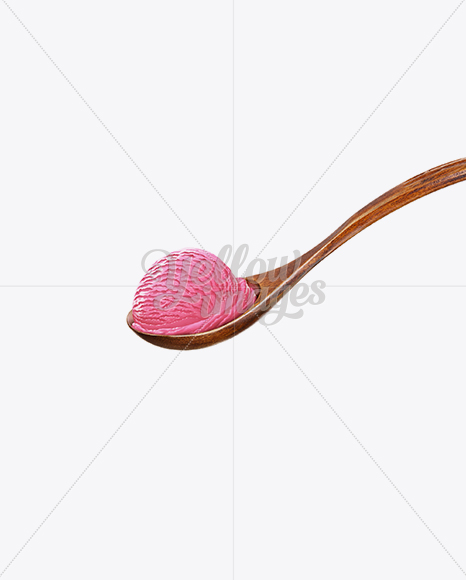 Wooden Spoon With Strawberry Ice Cream