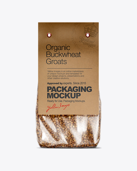 Clear Plastic Bag with Kraft/Black Carton Label Mockup in Bag & Sack