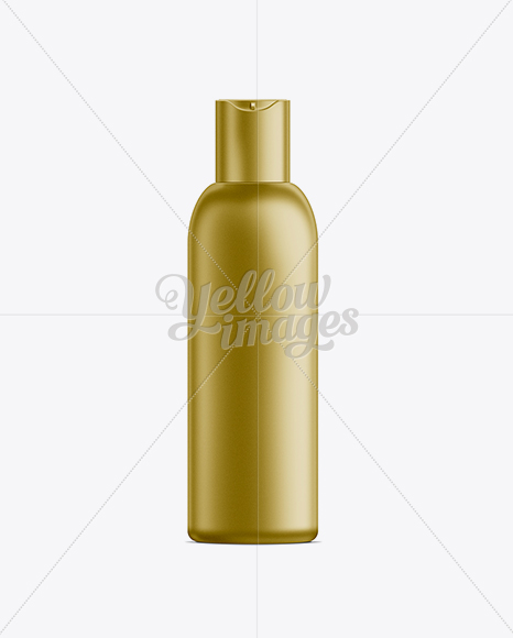 Gold Plastic Cosmetic Bottle with Lid - 150 ml in Bottle Mockups on