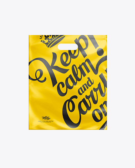 Download White Patch Handle Plastic Carrier Bag in Bag & Sack Mockups on Yellow Images Object Mockups