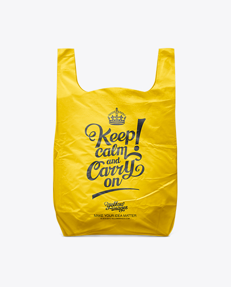 White Plastic Carrier Bag in Bag & Sack Mockups on Yellow Images Object