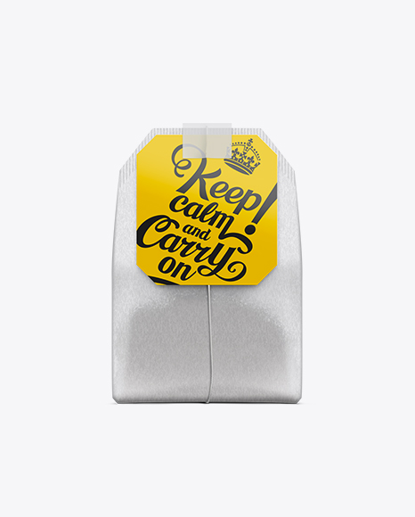 Tea Bag With Label in Bag & Sack Mockups on Yellow Images Object Mockups