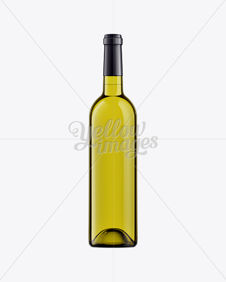 Download Dead Leaf Green Glass Wine Bottle With White Wine - 750ml in Bottle Mockups on Yellow Images ...