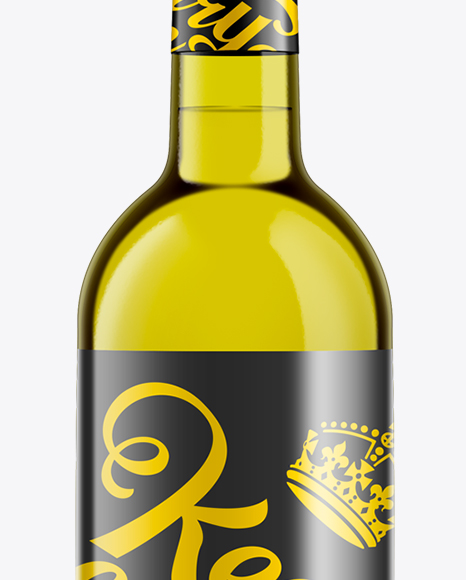 Download Dead Leaf Green Glass Wine Bottle With White Wine - 750ml in Bottle Mockups on Yellow Images ...