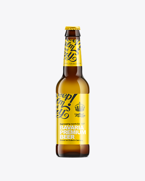 Download 330ml Amber Bottle with Light Beer Mockup in Bottle ...