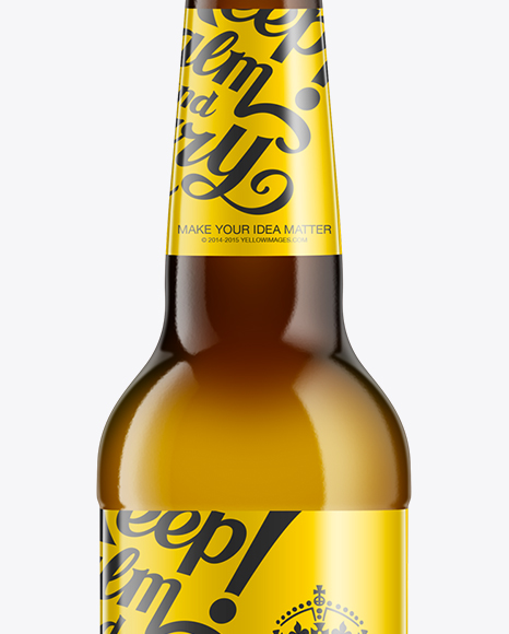 330ml Amber Bottle with Light Beer Mockup in Bottle Mockups on Yellow