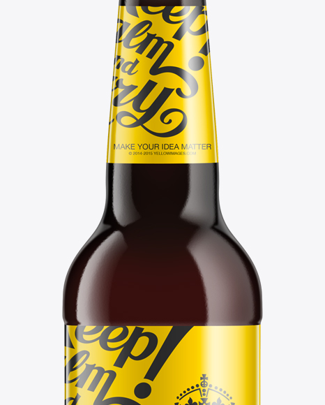 Download 330ml Black Amber Bottle with Dark Beer Mockup in Bottle Mockups on Yellow Images Object Mockups