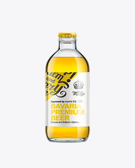 Download 330ml Clear Glass Bottle With Gold Beer Mockup Nrw Bottle With Gold Beer 500ml Glass Bottle Yellowimages Mockups