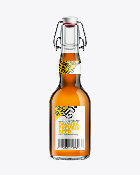 Download Glass Bottle with Amber Ale and Swing Top Closure 330ml in Bottle Mockups on Yellow Images ...