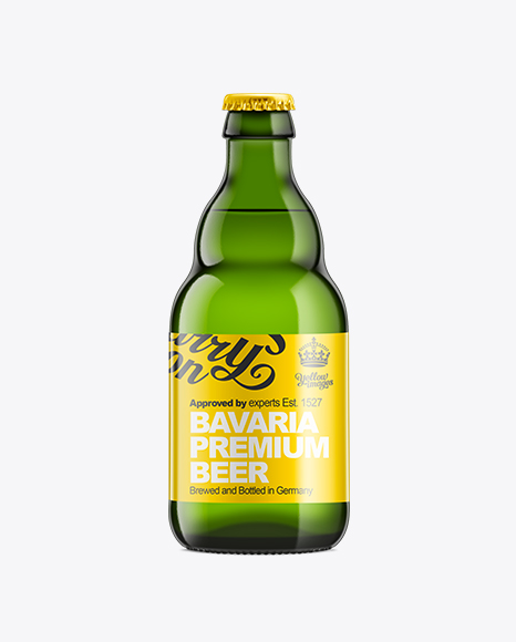 Download Design Of Box Grill Free Emerald Green Bottle With Lager Beer 330ml PSD Mockup Templates