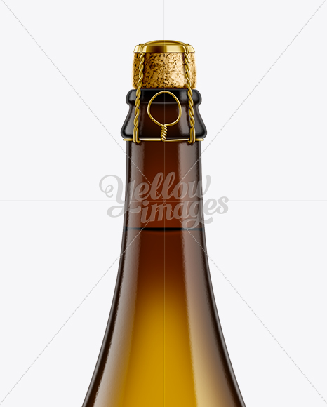 Download Amber Beer Bottle sealed with a Cork and Muselet 750ml in Bottle Mockups on Yellow Images Object ...