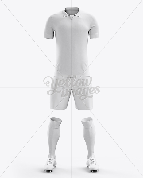 Download Full Soccer Kit Front View in Apparel Mockups on Yellow Images Object Mockups