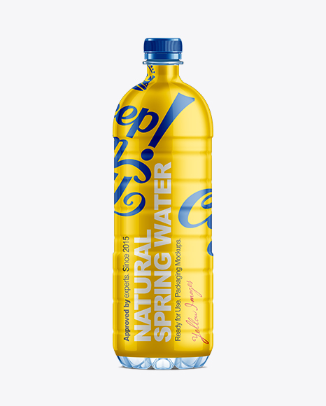 Download 1L Plastic Water Bottle with Shrink Sleeve MockUp in Bottle Mockups on Yellow Images Object Mockups