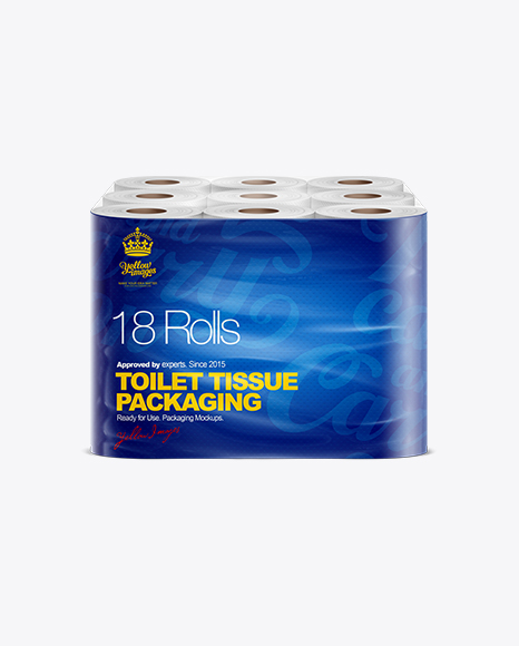 Toilet Tissue 18 pack Mockup in Packaging Mockups on Yellow Images