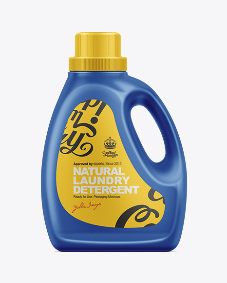 Download 2.66L Liquid Laundry Detergent Bottle Mockup in Jug & Scoop Mockups on Yellow Images Object Mockups