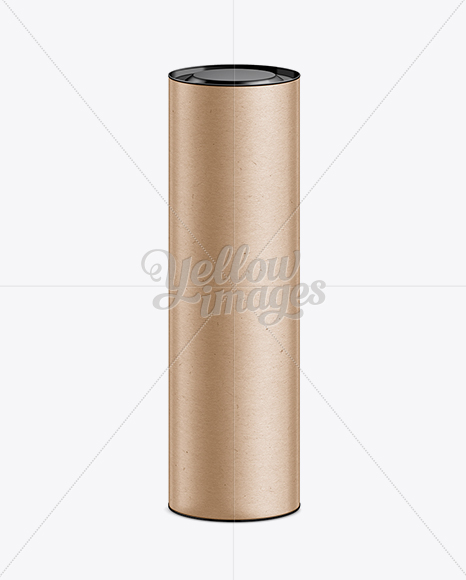 Download Kraft-Paper Tube with Lid Mockup in Tube Mockups on Yellow Images Object Mockups