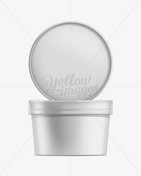 16oz Ice Cream Container Mockup in Pot &amp; Tub Mockups on Yellow Images