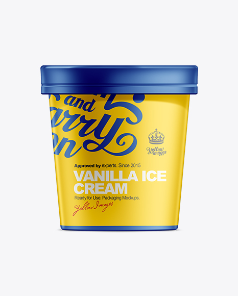 Download 16oz Ice Cream Packaging Mockup in Pot & Tub Mockups on Yellow Images Object Mockups