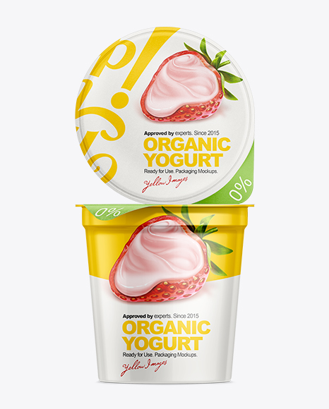 Download 907g Yogurt Cup with Foil Lid Mockup in Cup & Bowl Mockups on Yellow Images Object Mockups