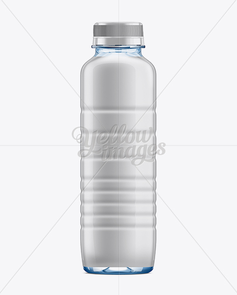 Square PET Water Bottle Mockup - Shrink Sleeve Labeling in Bottle
