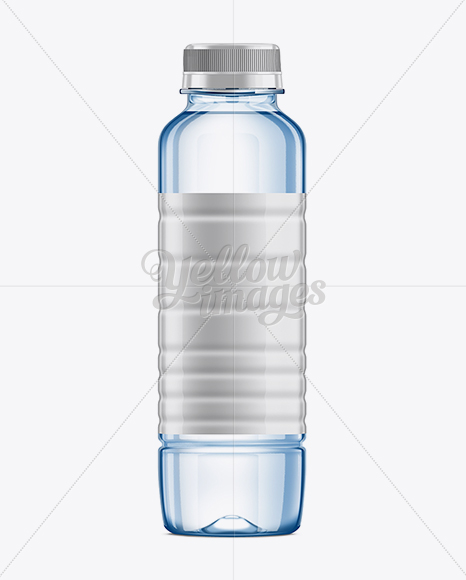 Square PET Water Bottle w/ Partial Shrink Sleeve Mockup in Bottle