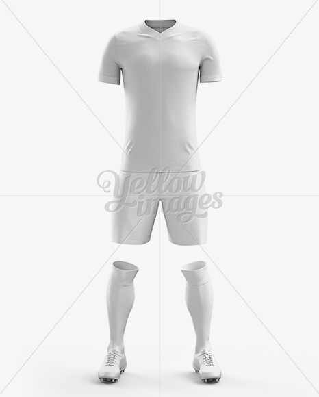 Football Kit with V-Neck T-Shirt Mockup / Front View in ...