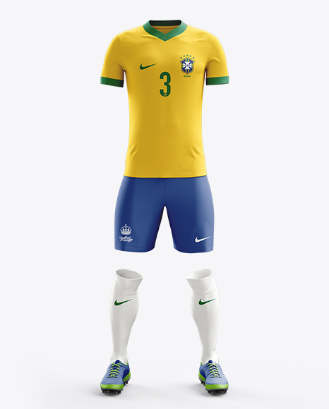 Download Football Kit with V-Neck T-Shirt Mockup / Front View in Apparel Mockups on Yellow Images Object ...