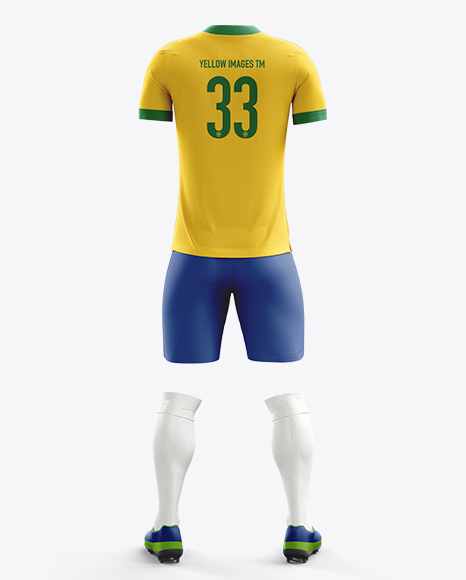 Download Football Kit with V-Neck T-Shirt Mockup / Back View in ...