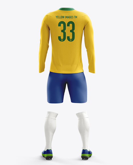 Download Free Football Kit With V Neck Long Sleeve Psd Mockup Back View SVG Cut Files