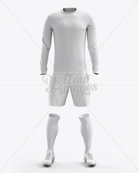 Soccer Kit with Long Sleeve Mockup / Front View in Apparel ...