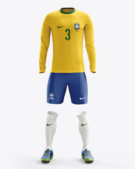 Soccer Kit with Long Sleeve PSD Mockup / Front View