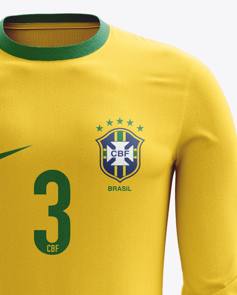 Soccer Kit with Long Sleeve Mockup / Front View in Apparel Mockups on Yellow Images Object Mockups