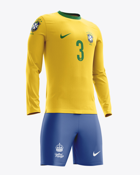 Soccer Kit with Long Sleeve Mockup / Half-Turned View in Apparel