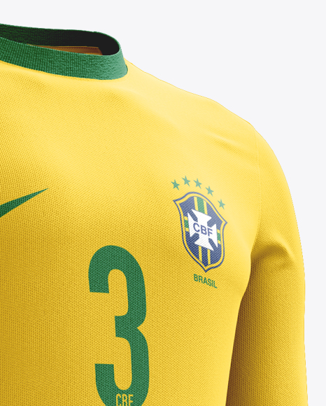 Download Soccer Kit with Long Sleeve Mockup / Half-Turned View in Apparel Mockups on Yellow Images Object ...