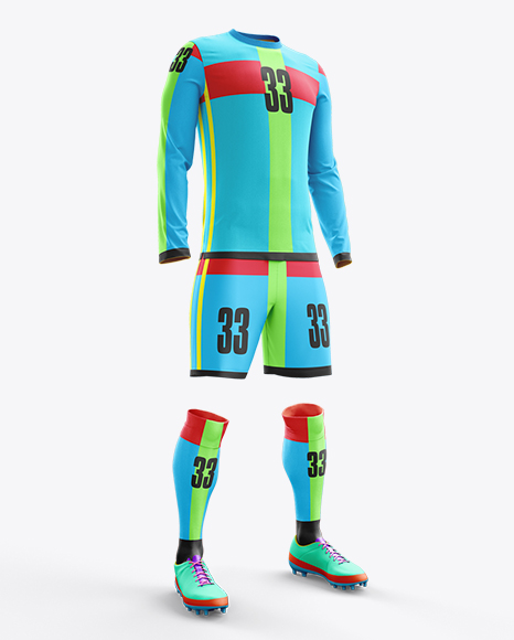Download Soccer Kit with Long Sleeve Mockup / Half-Turned View in ...