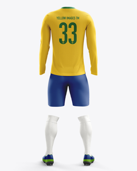Download Soccer Kit with Long Sleeve Mockup / Back View in Apparel Mockups on Yellow Images Object Mockups