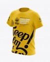 Half-Turned Men’s T-Shirt HQ Mockup in Apparel Mockups on Yellow Images