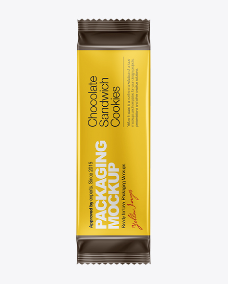 Cookie Packaging Mockup in Flow-Pack Mockups on Yellow ...