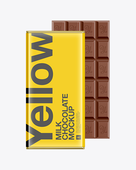 Download Milk Chocolate Bar Packaging Mockup in Packaging Mockups on Yellow Images Object Mockups