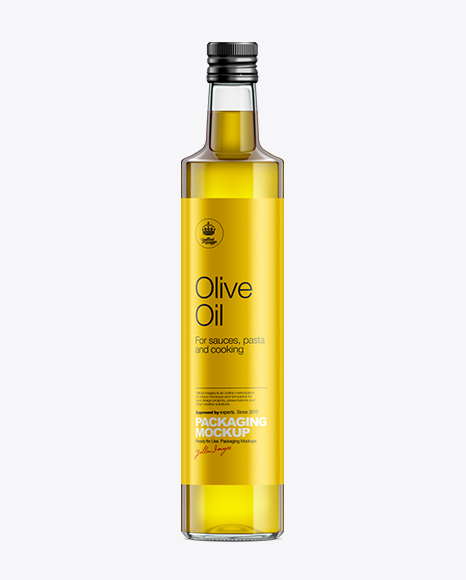 Download 500ml Clear Glass Olive Oil Bottle with Screw Cap Mockup ...