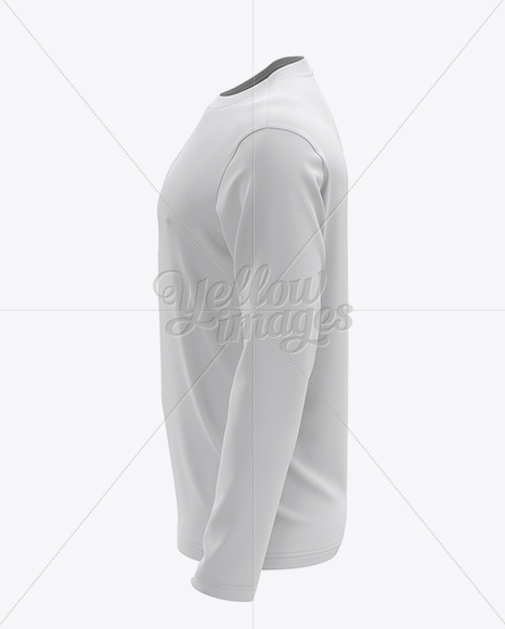 Mens Long Sleeve T-Shirt HQ Mockup - Side View in Apparel Mockups on