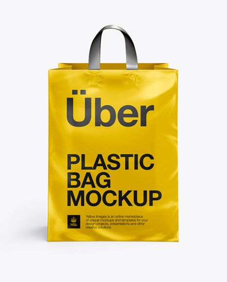 Download Free Plastic Shopping Bag With Loop Handles Psd Mockup Front View PSD Mockup Template
