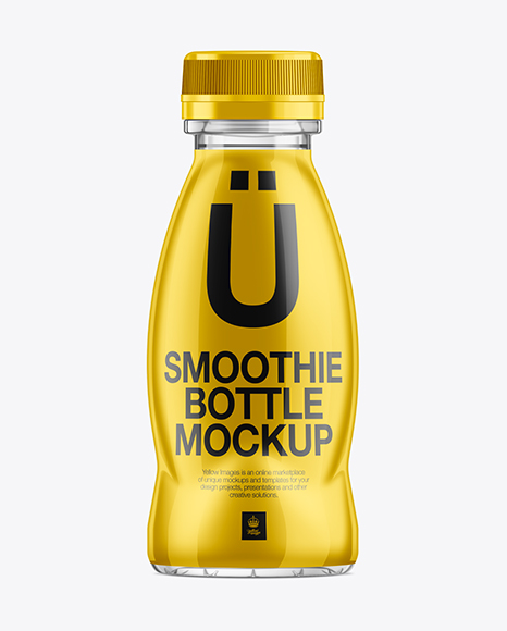 Plastic Smoothie Bottle with Shrink Sleeve Label PSD Mockup