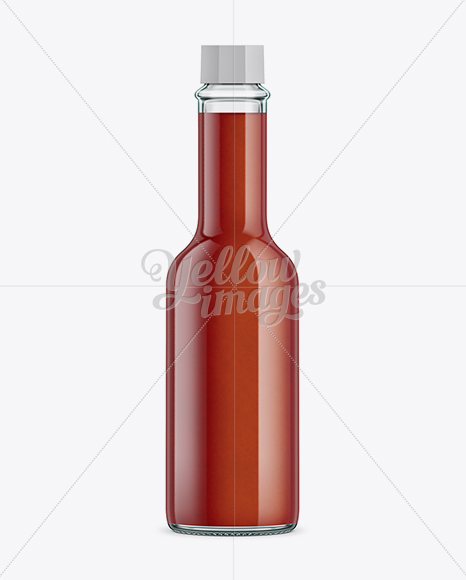 Hot Pepper Sauce Mockup in Bottle Mockups on Yellow Images Object Mockups