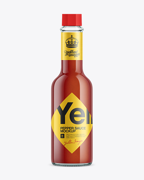 Download Hot Pepper Sauce Mockup in Bottle Mockups on Yellow Images ...