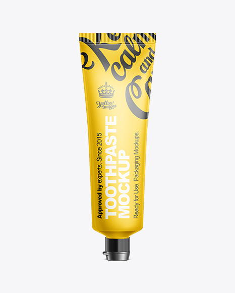 Download Toothpaste Tube w/ Ribbed Snap Top Cap Mockup in Tube Mockups on Yellow Images Object Mockups