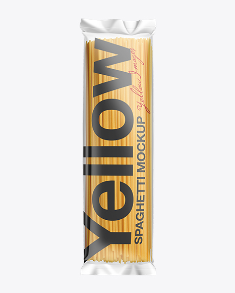 Clear Plastic Spaghetti Packaging Mockup in Packaging Mockups on Yellow Images Object Mockups