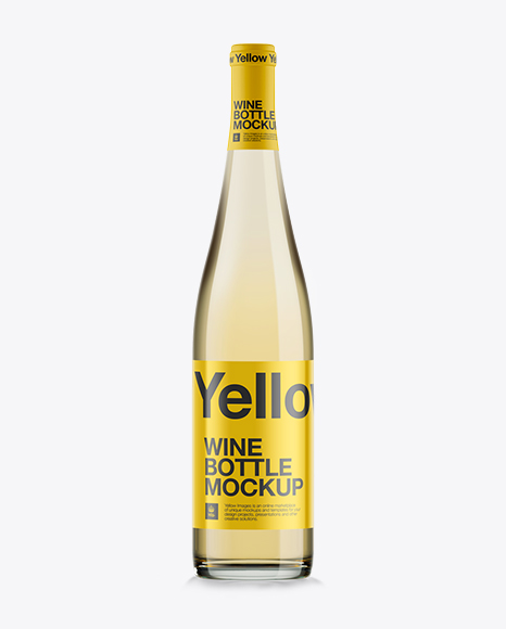 Download Clear Glass Bottle w/ White Wine Mockup in Bottle Mockups on Yellow Images Object Mockups