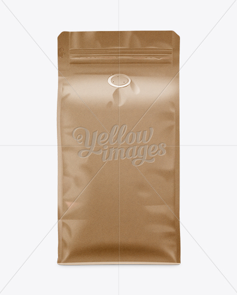 Kraft Coffee Bag Mockup / Front View in Bag & Sack Mockups on Yellow