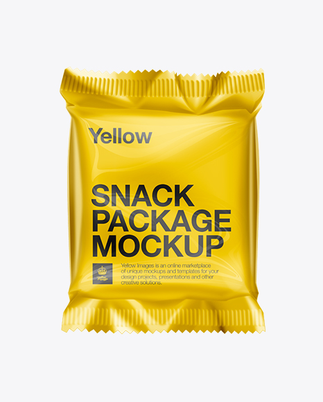 Cookie Package Mockup in Flow-Pack Mockups on Yellow Images Object Mockups